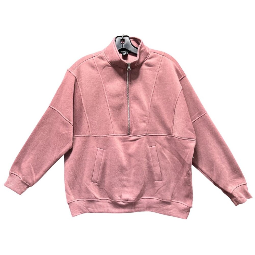 Love Mood - Women's Long Sleeve 1/2 Zip Sweatshirt - Pink - Small